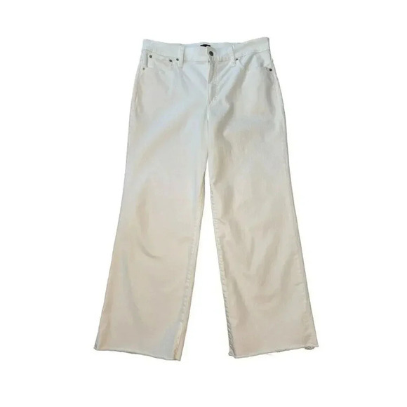 NEW J. Crew Size 16 W 33 Tall Wide-leg crop jean in‎ all-day stretch White NWOT - Picture 1 of 7